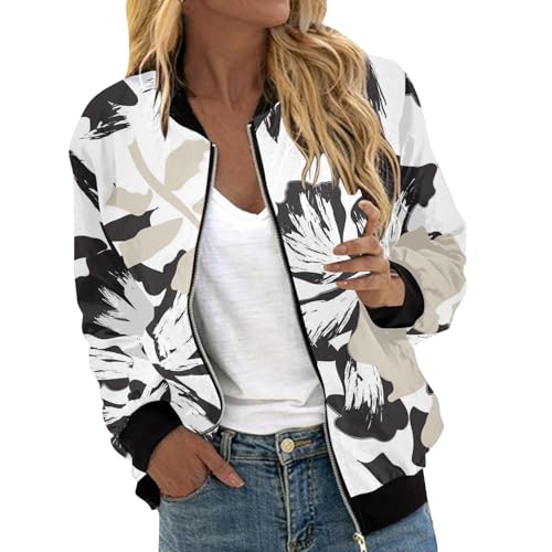 Veste De Sport Femme Court Chic Élégante Blouson Bombers Femme Pas Cher Printemps Automne Fleur...