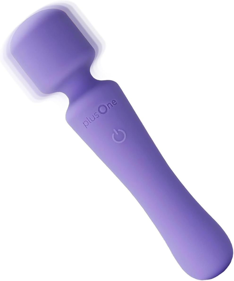 plusOne Therapeutic Wand Massager - Rechargeable, Waterproof Handheld Whole Body Massager with 10 Vibration Settings, Purple