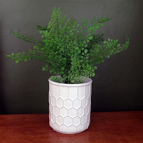 Leaf Ceramic Indoor Cachepot Planters, White Honey, 16cm - Image 2