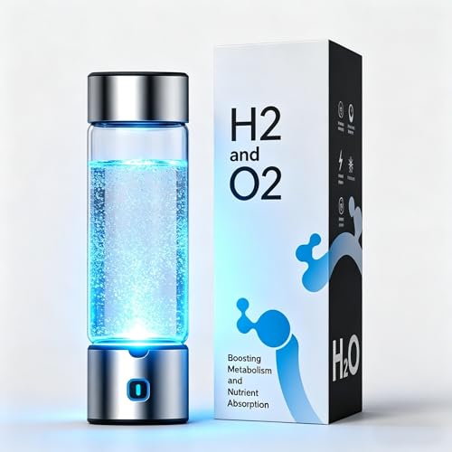 2-in-1 Portable 460ML Hydrogen Rich Water Bottle, Hydrogen Water Generator Ionizer with Membrane Technology, 3 Mins 1400PPB for Safe and Healthy Daily Drinking At Home, Office and Travel Outdoors