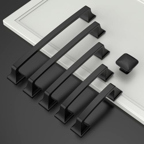 Amerdeco 6 Pack Matte Black 15 Inch(381mm) Hole Centers Kitchen Cabinet Pulls Cabinet Hardware Kitchen Handles for Cabinets Cupboard Handles Drawer Pulls by Amerdeco - Image 2