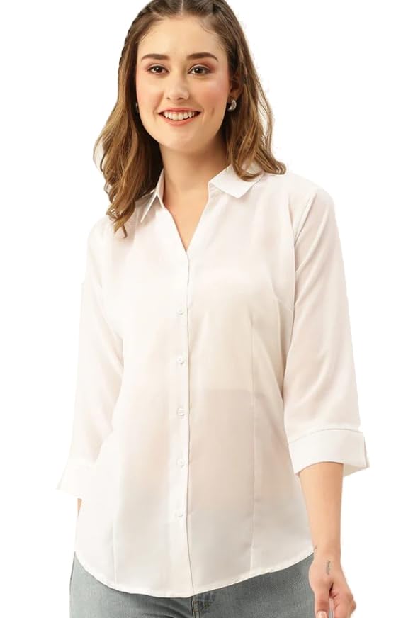 Image of Keenuu Formal Coller 3 /4 Sleeve Soft Comfortable Leightweight Georggete Women Trendy Formal Shirts (Pack of 1).