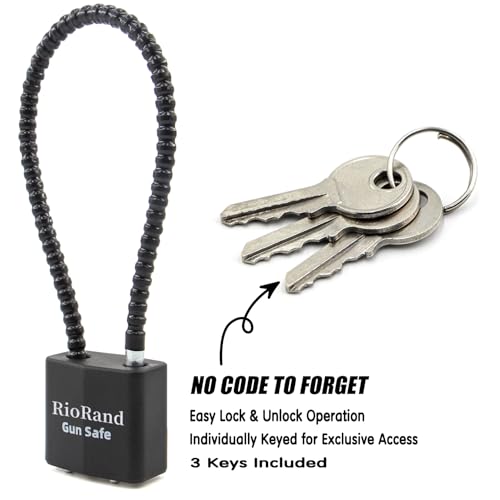 Image of RioRand Keyed Alike Cable Gun Lock 8.5 inch & 15 inch, Safety Lock Compatible with Pistols, Rifles & Shotguns for Home & Firearm Storage