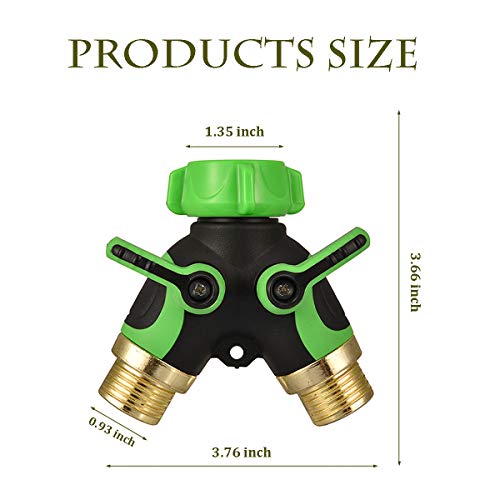 Garden 2 Way Hose Splitter Y Connector With Comfortable Rubber Grip And 360 °Rotatable Top Quick Connect Garden Hose Tee Equipment Valve Shut Off (Green 2) #TOP4