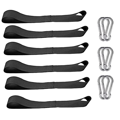 6 Pack Soft Loop Tie Down Straps, Ratchet Straps Heavy Duty Tie Down Strap, Black Ratchet Tie Down Straps for Securing Cargo on Truck, ATV, UTV, Motorcycles, Scooters, Dirt Bikes Equipment (Black)