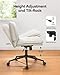 Marsail Armless-Office Desk Chair with Wheels: PU Leather Cross Legged Wide Chair,Comfortable Adjustable Swivel Task Chairs for Home,Office,Make Up,Small Space,Bed Room(Light Beige)