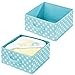 mDesign Juego de 2 cestas organizadoras de tela – Cajas de tela de uso flexible con asa y diseño de lunares – Organizador de armarios para el baño, dormitorio o cuarto infantil – turquesa/blanco