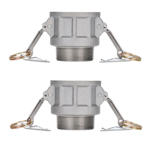 EASTRANS 1.5 inch AL Cam Lock Hose Fittings Type B with Male Thread, 2 PCS