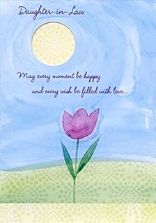Designer Greetings Blue Sky, Die Cut Sun Window and Single Purple Flower Birthday Card for Daughter-in-Law