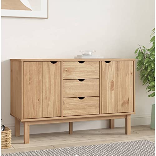 Chaduof Aparador de Madera Maciza de Pino, Mueble Salón y Comedor, Armario Auxiliar 113,5x43x73 cm