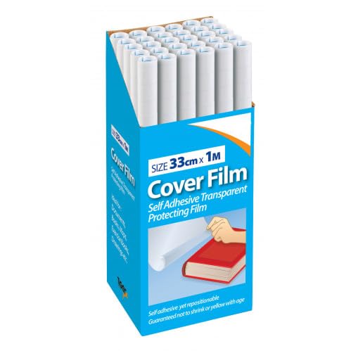 Self-Adhesive Book Cover Film – Transparent Protective Roll for Books- Various Sizes for School & Library Use (50cmx3m)