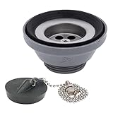 Ambassador Marine Sink Drain with 1 1/2-Inch Chain Stopper, Brushed Finish, 1 1/4-Inch Thread