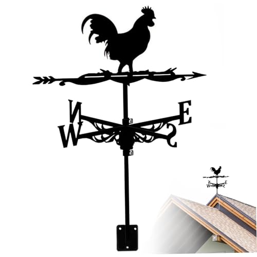 Veleta de viento de gallo de hierro de 13 x 22 pulgadas, decoración vintage de patio para jardín, clima al aire libre