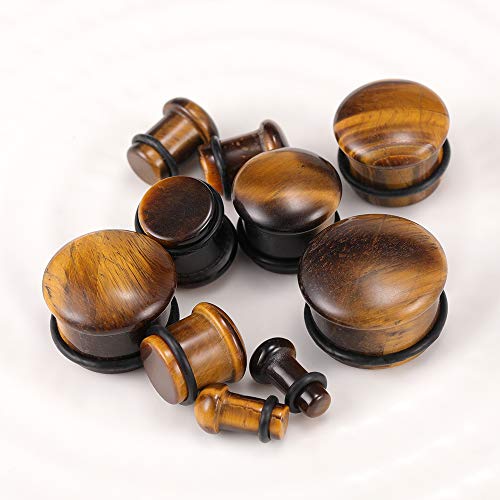 Zs EK037S Tiger Eye Natural Stone Brown Ear Plugs Single Flare Ear Gauges Expander thumb #5