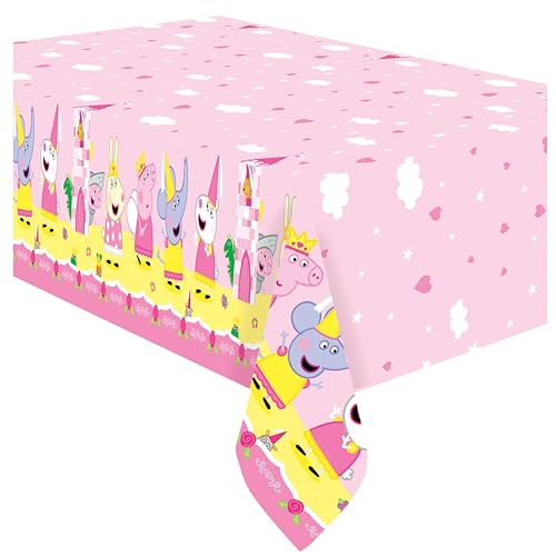 Treasures Gifted Mantel rectangular grande de Peppa Pig con licencia oficial de la princesa Peppa Pig, paquete de 2 unidades, 54 x 108 pulgadas, decoraciones de fiesta de Peppa Pig, suministros para