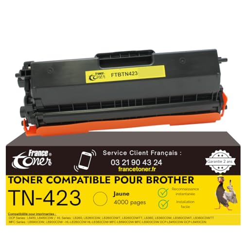 Toner compatible Brother TN423 jaune pour recharger votre imprimante HL L8260