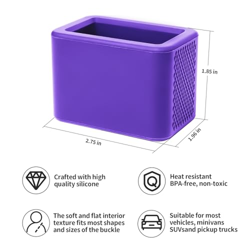 Image of 2 Pack Silicone Seat Belt Buckle Holder, Seat Belt Buckle Booster for Kids, Durable Silicone Material, Easy Access to The Buckles of Rear Seats, Car Accessories, Suitable for Most Car Models (Purple)