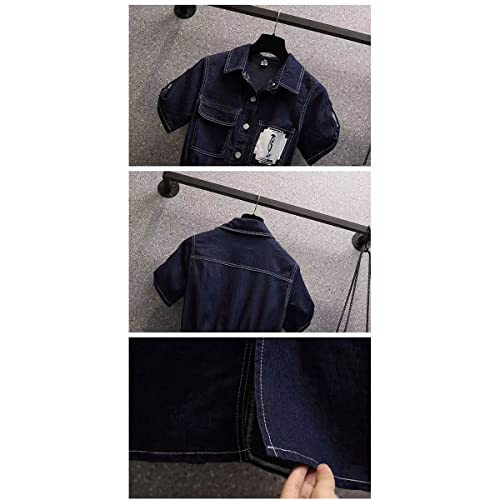 Harajuku Denim Large Denim Skirt Loose Gothic Dropped Personalized Design Spliced Casual Korean Hip Hop Irregular4