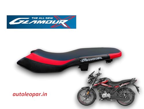 Image of Hero Glamour 'X'125 Bike SEAT Cover,PU Leather,Blue Black Colour,Water Proof,Rope and Elastic provided for Quick and Easy Installation.with 6 mm Rubber Foam