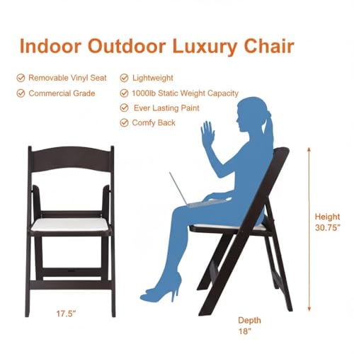 Image of BTEXPERT Resin Folding Chair Vinyl Padded Seat Indoor Outdoor Lightweight Set for Home Event Party Picnic Kitchen Dining Church School Weddings 20 Brown