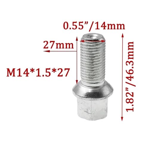 Tornillo de llanta para viaje seguro en VW Atlas y Phaeton perno de rueda M14 5 uds 2