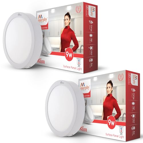 Image of Murphy 9-Watts Slim Round LED Surface Mount Panel Light (Cool White, No False Ceiling Required) - Pack of 2