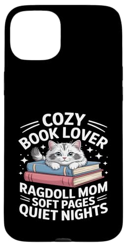 Cozy Book Lover Ragdoll Mom �\�t�g�y�[�W �Â��Ȗ� �X�}�z�P�[�X iPhone 15 Plus �p
