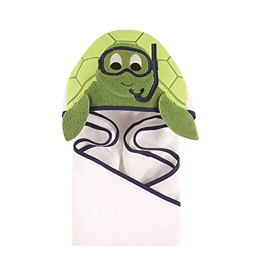 Image of Hudson Baby Unisex Baby Cotton Animal Face Hooded Towel, Scuba Turtle, One Size