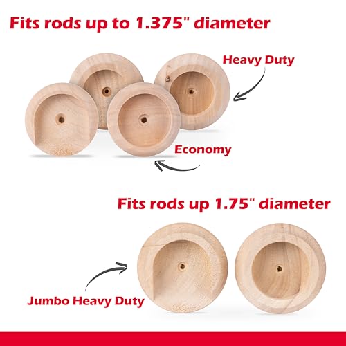 WADDELL Closet Pole Socket (Jumbo Heavy Duty, 15 Sets) | Hardwood Dowel Rod Holder Fits Any Style Closet Rods up to 1-¾" Diameter | Includes Mounting Screws | Closet Bracket for DIY Home Improvement by Waddell - Image 2