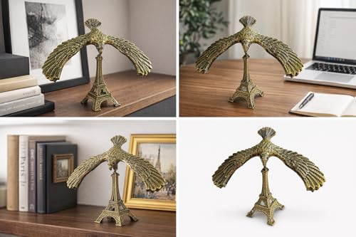 Image of Balancing Eagle Statue Showpiece | Antique Brass Metal Eagle Figurine for Home Decor | Office Desk Decoration Item | Luxury Tabletop Showpiece | Gift Item for Living Room, Bedroom & Office (14 cm)
