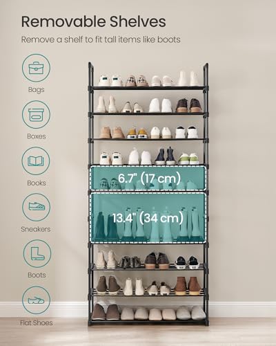 Image of SONGMICS Shoe Rack, 10-Tier Shoe Organizer, Metal Storage Shelf