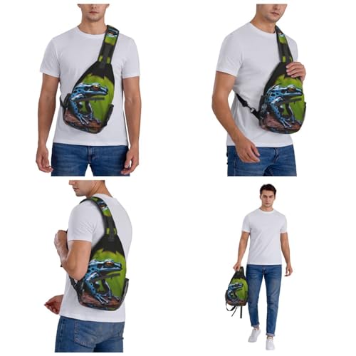 Mochila tipo sling con diseño azul ajustable unisex miniatura 7