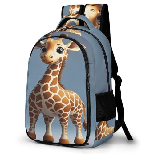 Mochila de viaje estampado de jirafa con compartimento acolchado portátil
