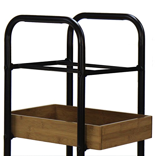 Oceanstar 3SC1675 Portable Storage Cart with 3 Easy Removable Bamboo Trays, Brown by oceanstar - Image 8