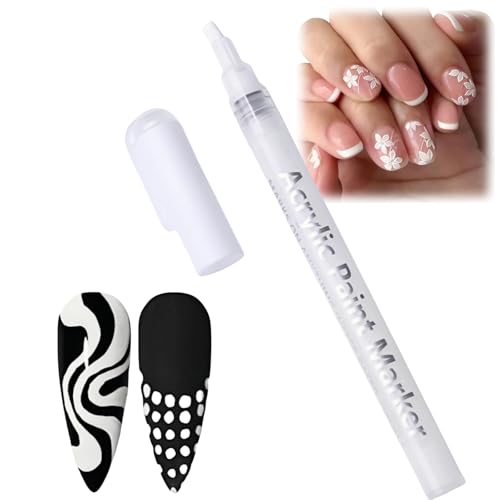 White Nail Pencil & White Tip Nail Polish - Fine Tip Nails Polish Pens for DIY Dot & Line Designs. Perfect for Precision Nails Decoration with Fast-Drying Formula. Ideal for Beginners & Pros