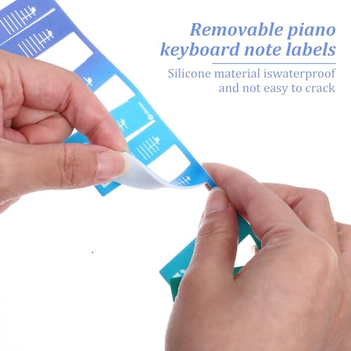 JIYIN Removable Piano Keyboard Note Labels, 61 Key Full Size Silicone Piano Keyboard Labels for Beginners, Rainbow Pianos Key Music Notes Letter Label Reusable with Box(Rainbow) - Thumbnail 3