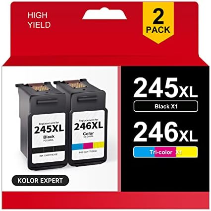 PG245 CL-246 Ink Cartridge Replacement for Canon PG-245XL CL-246XL for Canon PIXMA MX490 MX492 MG2520 MG2522 MG2920 MG3022 TS202 TS3120 TS3320 IP2820 (1 Black+1 Tri-Color)
