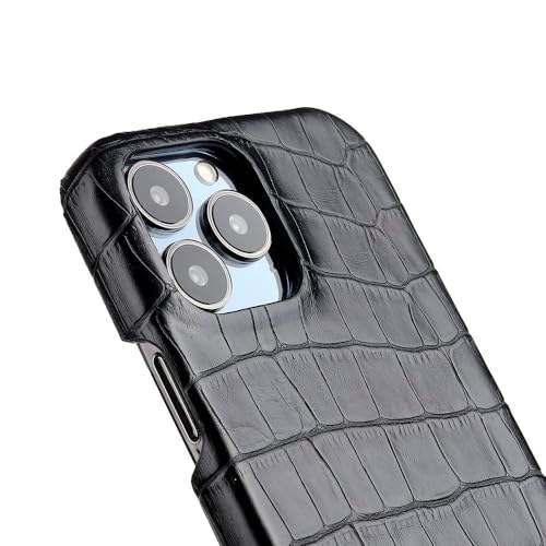 Coque rigide iPhone 16 Pro Max antichoc bleu en cuir crocodile