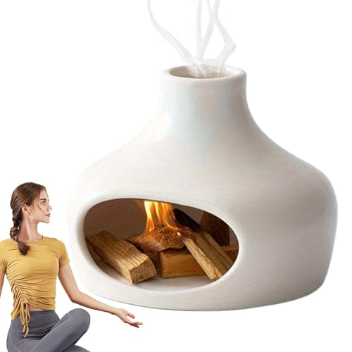 Quemador de incienso de chimenea, quemador de cerámica para manchas, quemador de incienso hecho a mano, cuenco de incienso de meditación para estudios de yoga, espacios de meditación y hogares