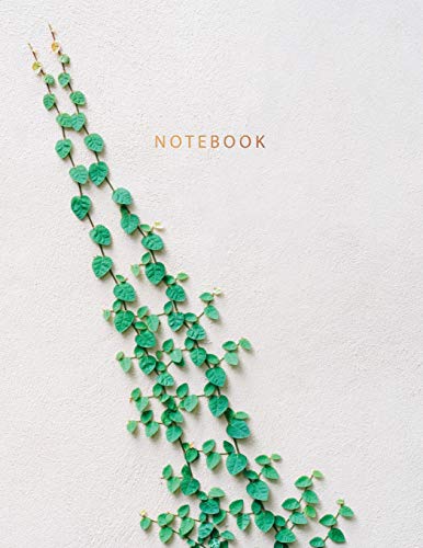 Notebook: Beautiful minimalist wall plant leave look gold lettering | 150 College-ruled lined pages 8.5 x 11 (Leave collection)