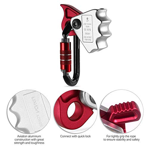 Lixada Rope Grab With 24Kn Quick Lock Rock Climbing Fall Protection Safety Clip Outward Bound Training Protection Rescue Lanyard Grab #TOP2