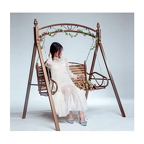 Columpio de patio al aire libre, cama de princesa columpio muebles de patio trasero, hamacas perezosas, banco de columpio para porche al aire libre, jardín (color: blanco) (dorado)