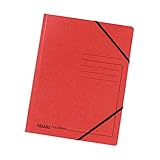 Original Falken 5er Pack Premium Eckspanner-Mappe. Made in Germany. Aus extra starkem Colorspan-Karton DIN A4 mit 2 Gummizügen rot Sammelmappe Dokumentenmappe ideal für Büro und Schule