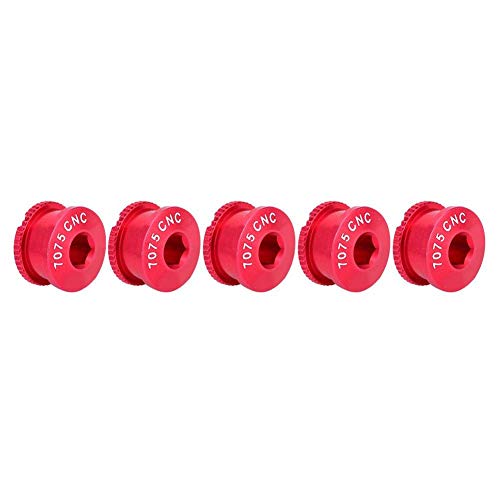 Dilwe Bike Crank Bolts, Crankset Screws Aluminum Alloy Bicycles Chain Wheel Screws Nut Parts for Single Dental Plate(Red)