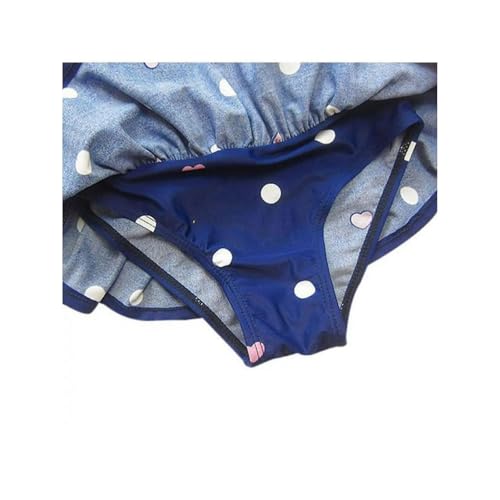 Girls One-𝐏iece Swimsuits Dress Kids 𝐇awaiian Bathing Suit Summer Cute Polka Dot Strap Swimming Suit (Blue, XL 36-42斤)2