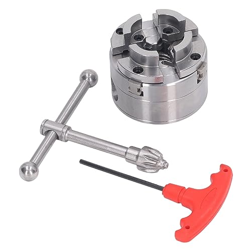 Candeon Mandril De Torno De 4 Mordazas, 70mm Portabrocas De Torno Mandril Autocentrante, 1 x 8 Tpi Rosca Mandril De Torno De Metal Mandril De Torneado De Madera Autocentrante Con Llave En T