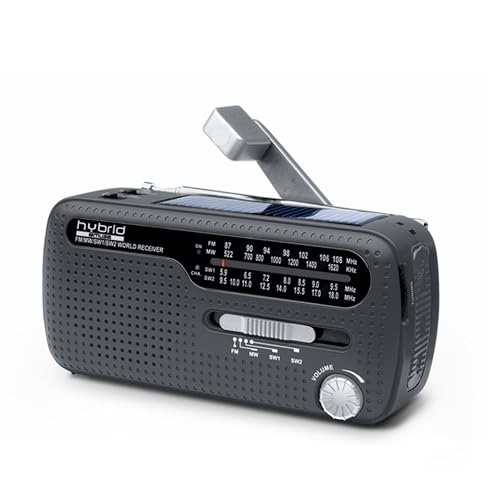 Muse MH-07DS tragbares Kurbel-Radio, Weltempfänger mit Taschenlampe und Solar-Ladefunktion (Dynamo...