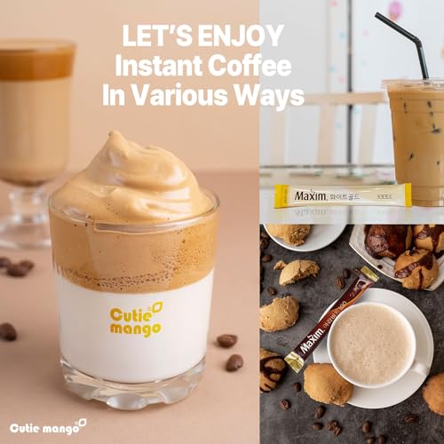 Korean Instant Coffee Mix Variety 20 Sticks (4 Types) Maxim Instant Single Serve Mocha White Decaf Original Flavors (5 Sticks Each)