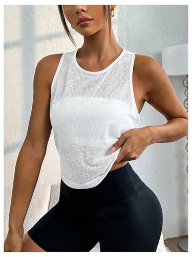OYOANGLE Women's Sheer Open Back Sports Tank Top Sleeveless Twist Ruched Workout Tops Sleeveless Yoga Shirts4