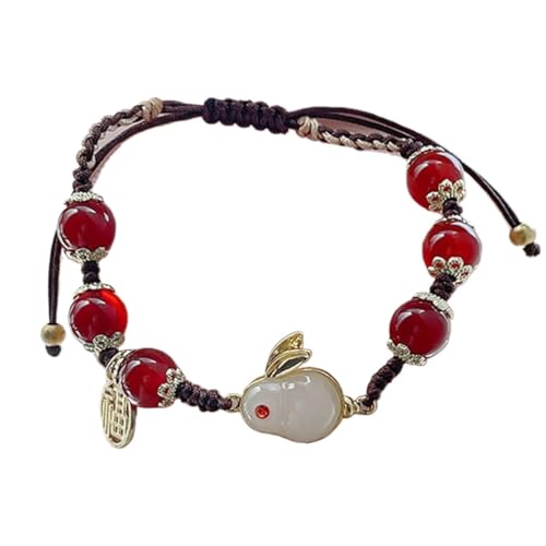 Boucle d'harmonie de lapin sur cordon rouge ajustable femme